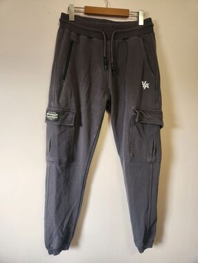 YoungLA 203 Skinny Tapered Cargo Joggers Charcoal Gray Size L
